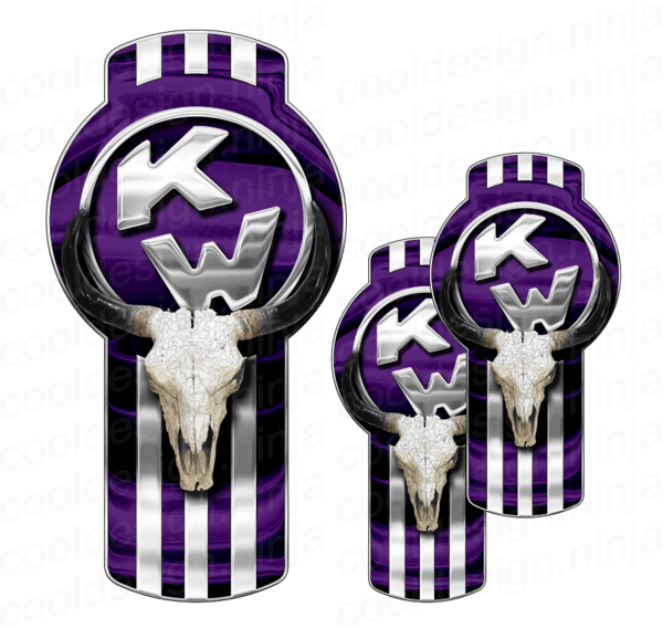 Purple Bull Logo - 3-Pack of Purple Kenworth Bull Skull Emblem Skins – Cool Design Ninja