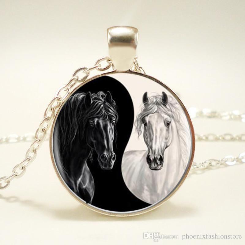 Horse Yin and Yang Logo - Wholesale Yin Yang Horse Logo 3Styles Silver Pendant Necklace Long ...