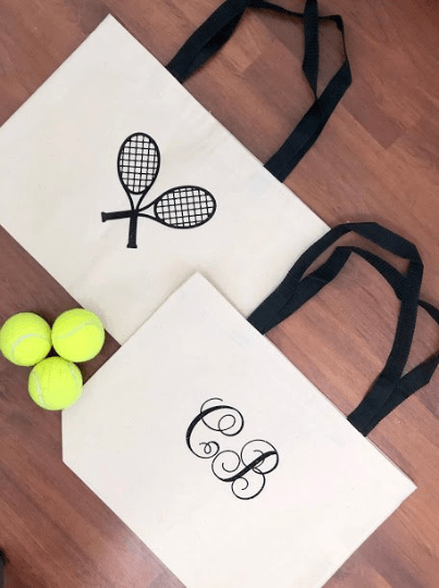 Crossed Racquets Logo - Crossed Racquets + Custom Initials Tote Bag — Down The Line Designs