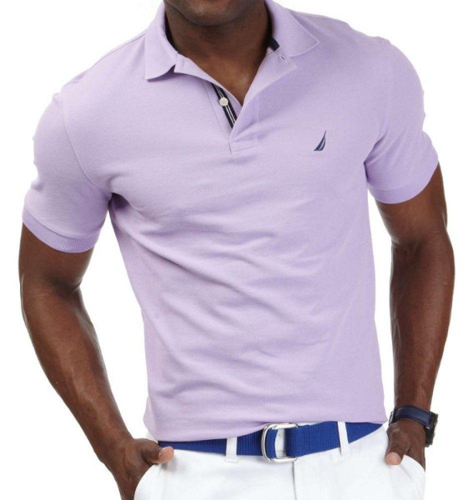 Lavender Polo Logo - Nautica Pique Solid Deck Polo Shirt Lavender (light purple) XX-Large