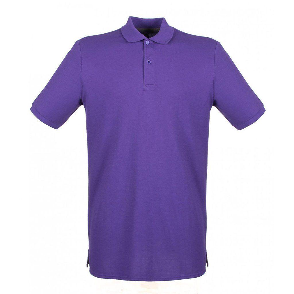 Lavender Polo Logo - Henbury Men's Purple Modern Fit Cotton Pique Polo Shirt