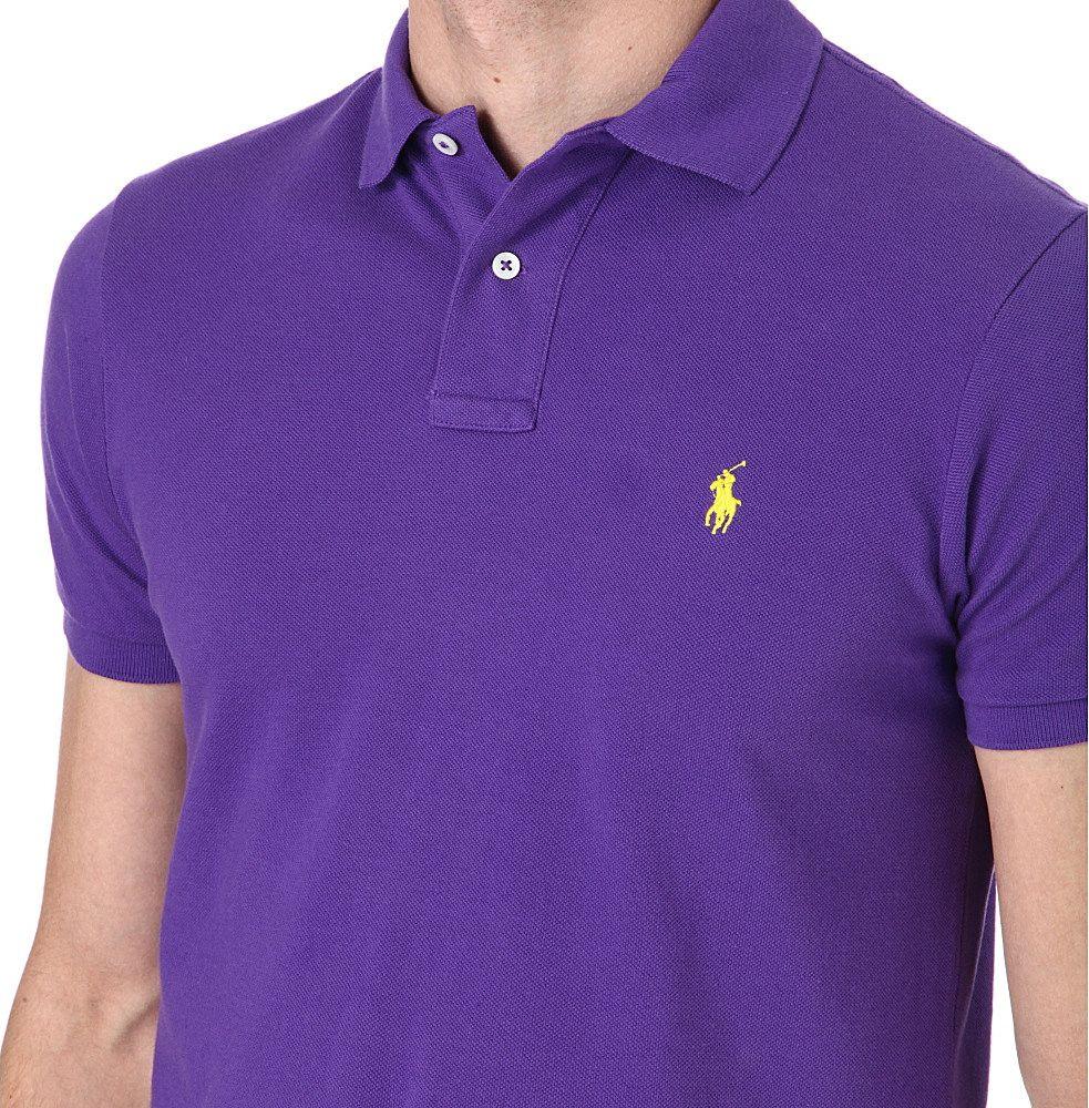 Lavender Polo Logo - Ralph Lauren Customfit Mesh Polo Shirt in Purple for Men