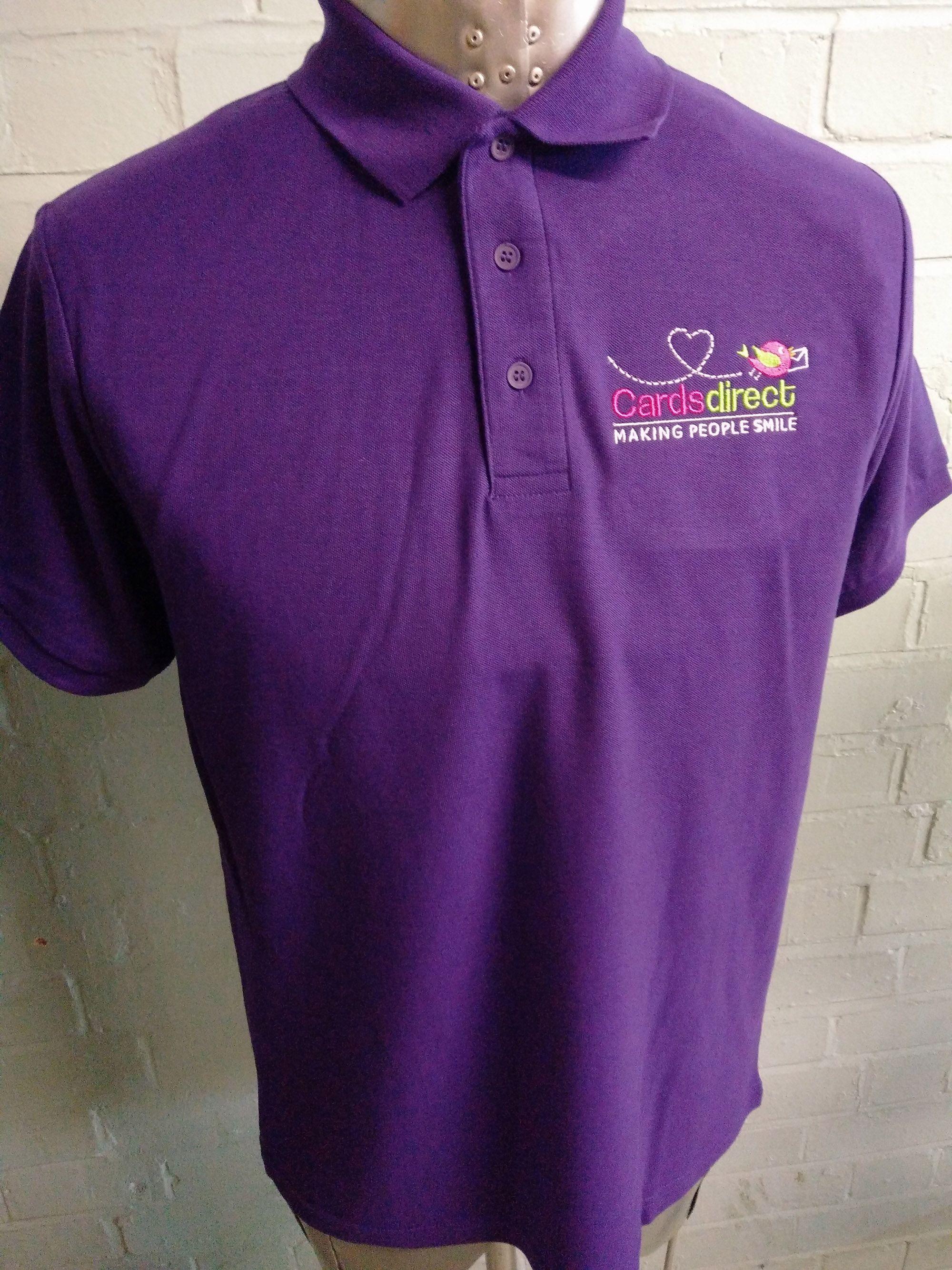 Lavender Polo Logo - Bright Purple Polo T-Shirts for Cards Direct with custom embroidered ...