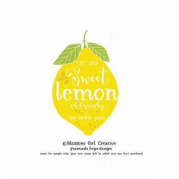 Lemon Logo - lemon logo fruit logo premade logo photography logo fitness | Etsy