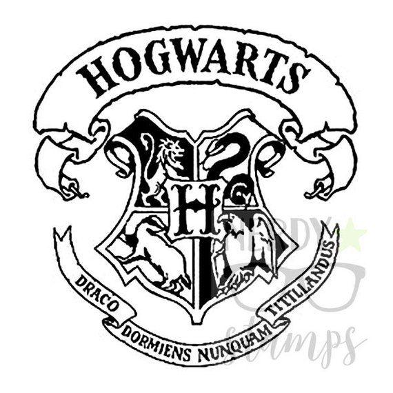 Hogwarts Logo - Hogwarts Crest Stamp-Harry Potter-Wood Stamp-Rubber | Etsy