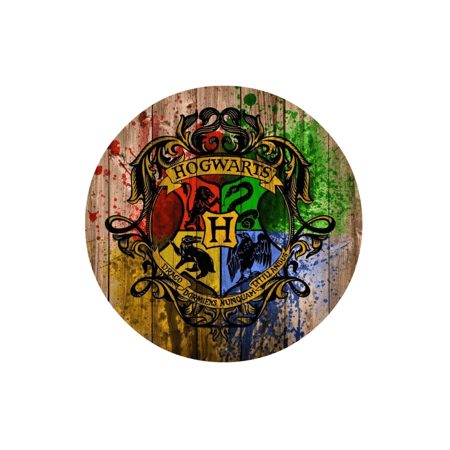 Hogwarts Logo - Harry Potter Hogwarts Logo on Wood Background Edible Icing Image 7.5