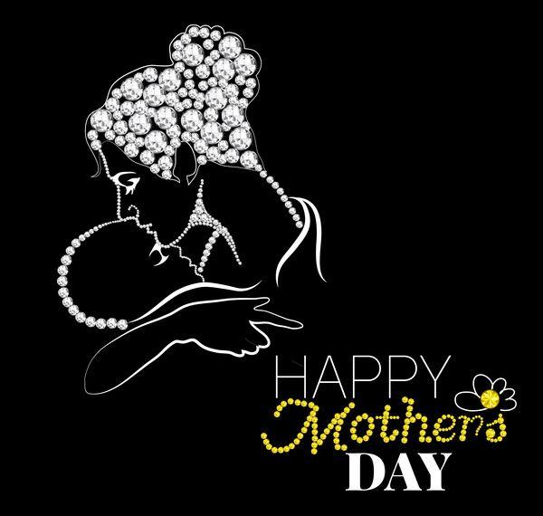 Black Mother's Day Logo - Mother day card design on black white background Free vector in ...