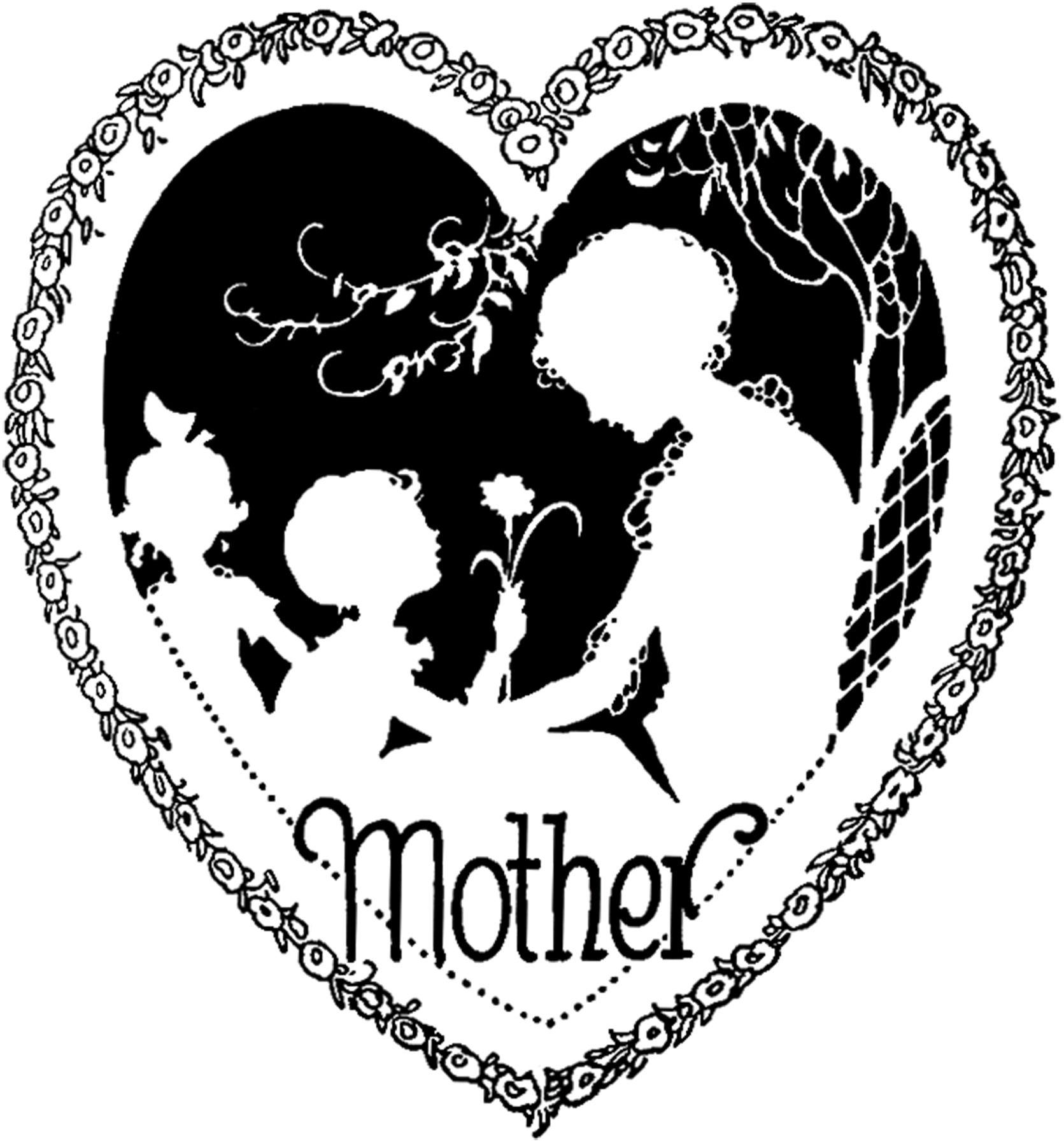 Black Mother's Day Logo - Beautiful Vintage Mother's Day Heart Image! - The Graphics Fairy