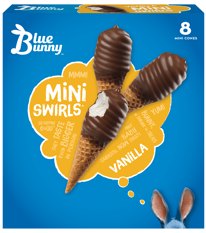 Blue Bunny Ice Cream Logo - Vanilla Mini Swirls Cream Cone Snacks