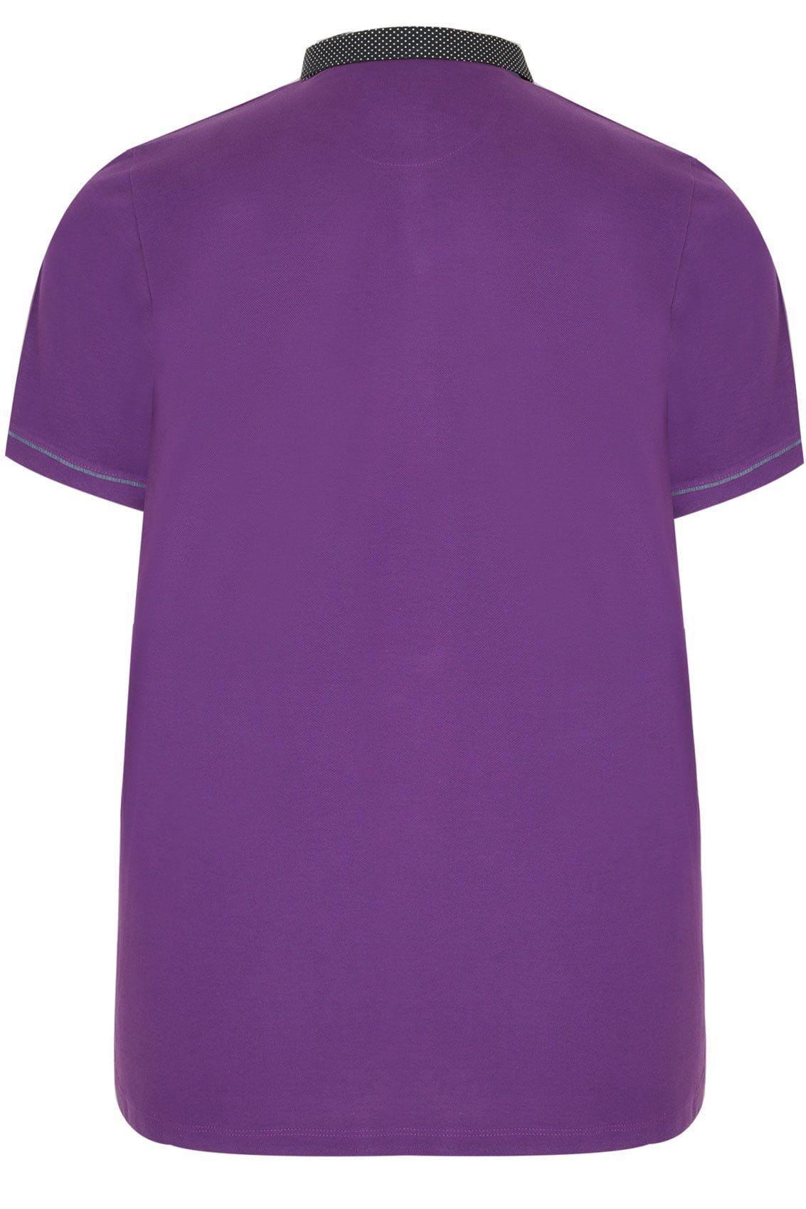 Lavender Polo Logo - Purple Polo Shirt With Contrast Polka Dot Collar & Pocket Trim Size
