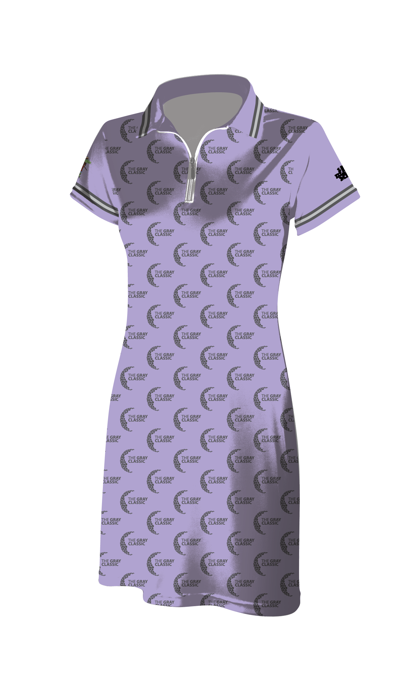 Lavender Polo Logo - Tatted Croc » GRAY CLASSIC LADIES LOGO REPEAT ON LAVENDER POLO DRESS