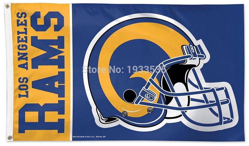 Rams Helmet Logo - Los Angeles Rams Helmet Large Outdoor Flag 3' x 5' Banner metal