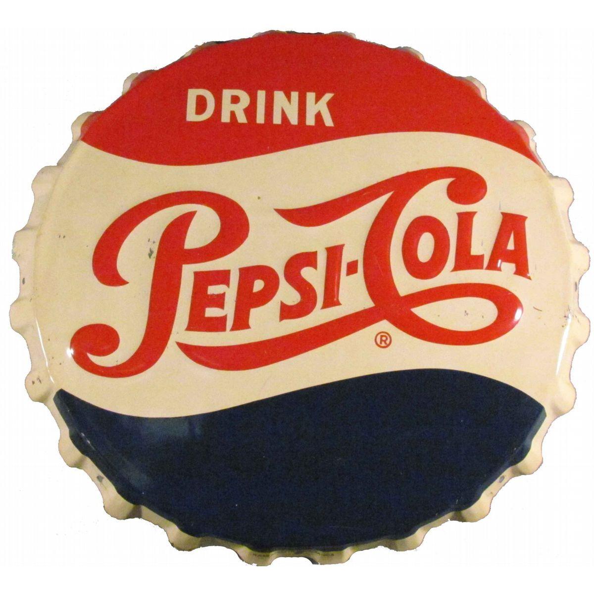 Old Pepsi Cola Logo - 1956 Pepsi-Cola Bottle Cap Tin Sign