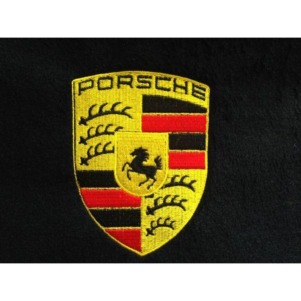 Porche Car Logo - Personalised Embroidered Porsche Car Logo Bath Towel Black 