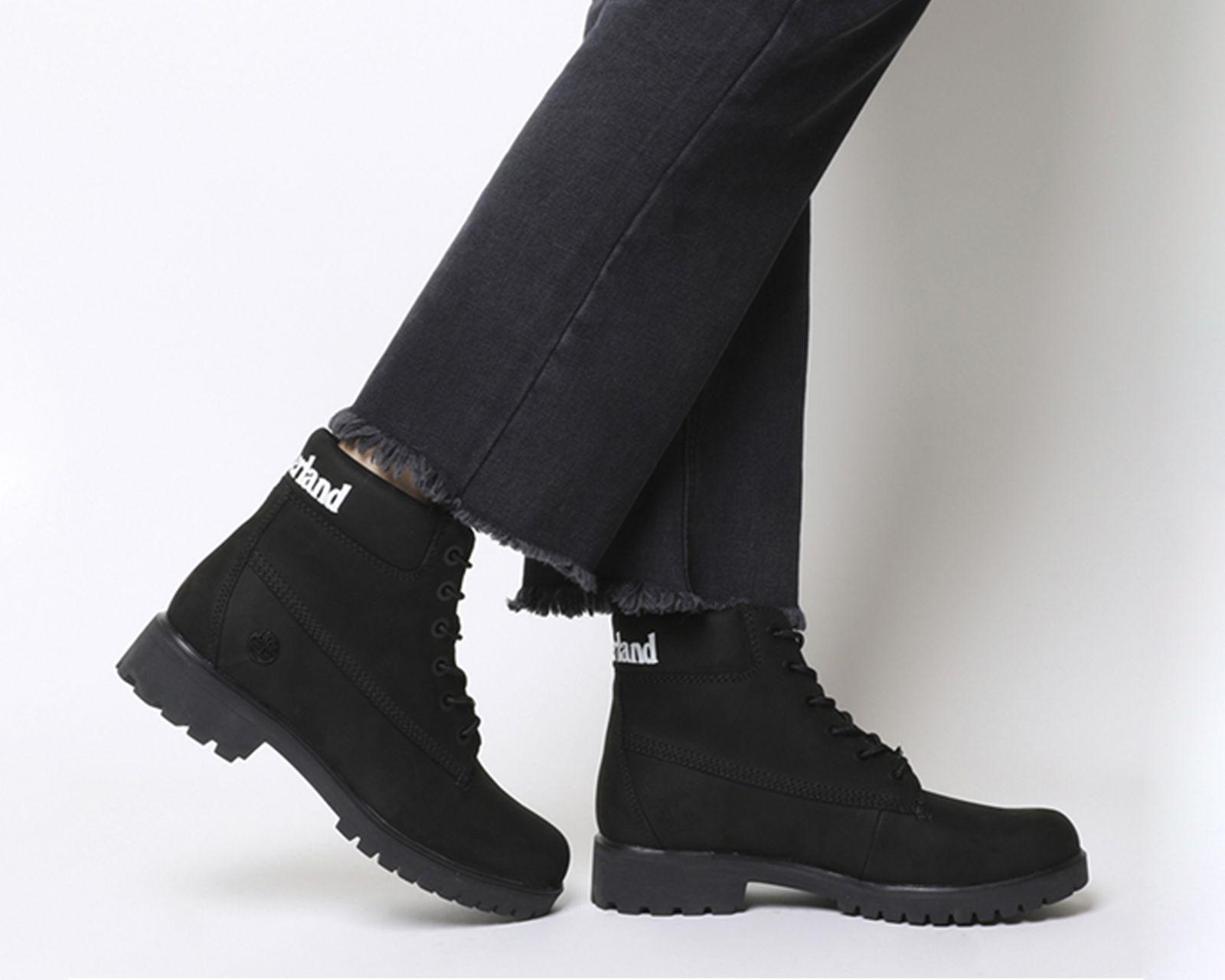 Black Timberland Logo - Timberland Slim 6 Inch Logo Boots Black - Ankle Boots