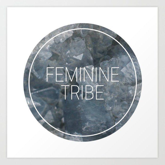 Feminine Cross Logo - Feminine Tribe Circle Logo (Blue) Art Print