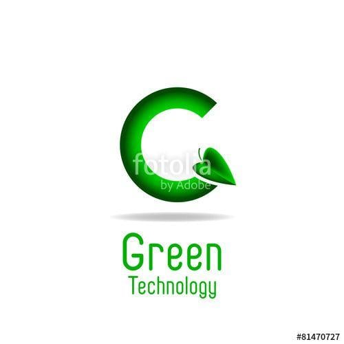 Green G Logo - Green letter G and leaf, eco technology logo, ecology poster Stock