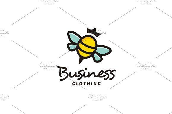 Cute Bumble Bee Logo - Colorful Cute Bee Queen logo design ~ Logo Templates ~ Creative Market