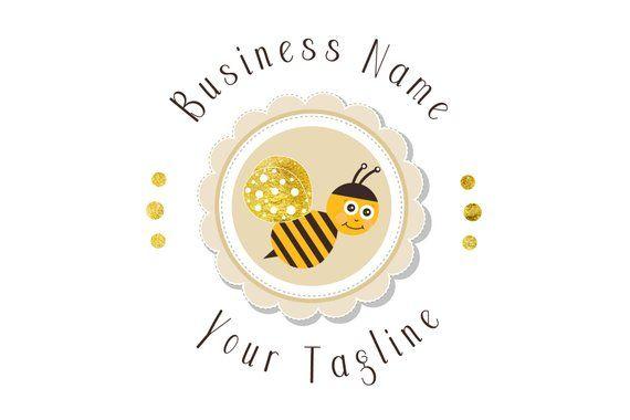 Cute Bumble Bee Logo - Custom logo design bee logo gold logo design logo design