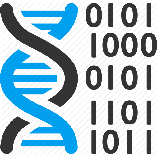 DNA Spiral Logo - Binary code, dna structure, genetic biology, genetic engineering