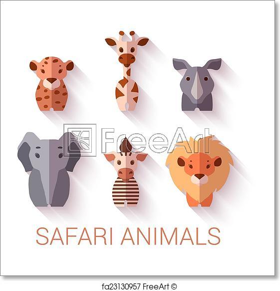 Safari Animals Logo - Free art print of Vector set of six Safari animals on white ...