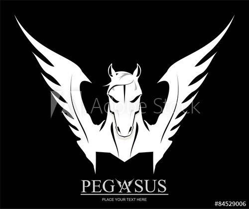 Pegasus Teams Logo - White Pegasus Horse Head. / suitable for team identity, sport club