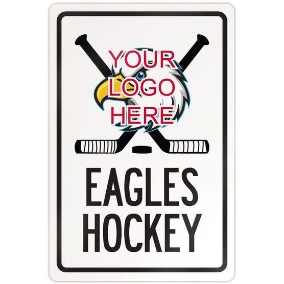 Custom Hockey Logo - Hockey Aluminum Room Sign Custom Hockey Logo with Team Name. Hockey