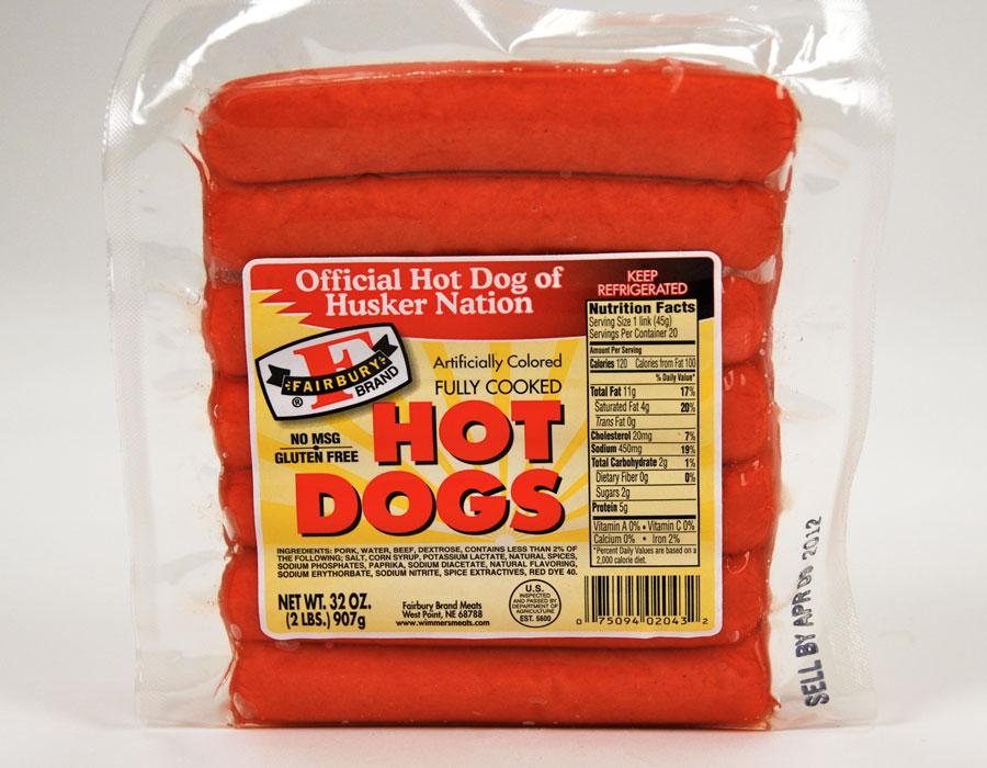 Red Hot Dog Logo - Fairbury Skinless Red Hot Dogs
