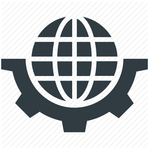 Global Technology Logo - Global technology, globalization, globe with gear, international