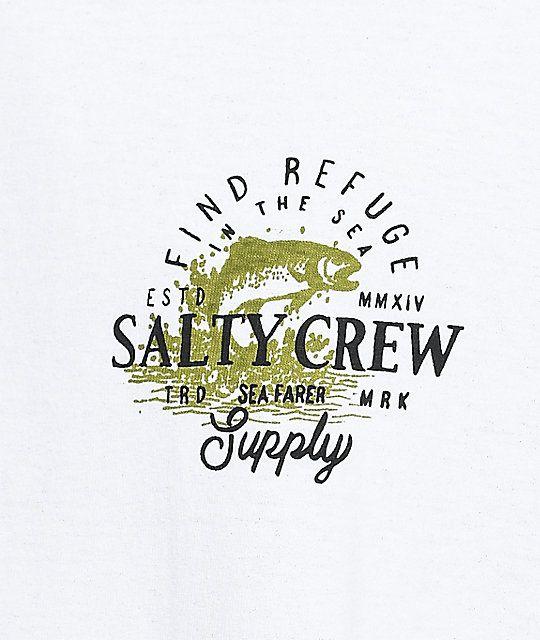 Salty Crew Logo - Salty Crew Fly Supply White Long Sleeve T-Shirt | Zumiez