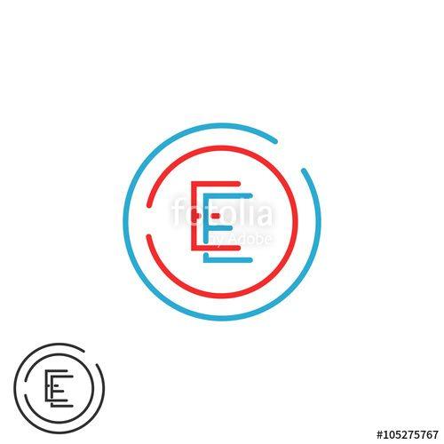 Red Letter E as Logo - Letter E logo monogram, combination EE circle frame, red and blue