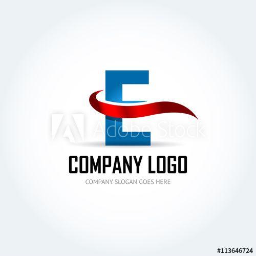 Red Letter E as Logo - Blue Letter E with red ribbon logo icon design template elements ...
