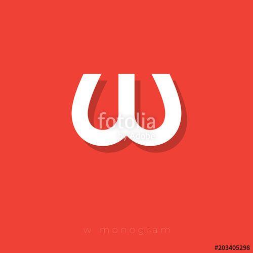 Red Letter w Logo - W letter. W flat monogram. W logo. White monogram on an orange