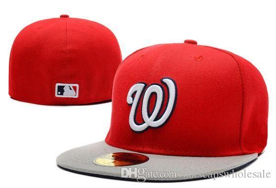 Red Letter w Logo - Men'S On Field Style Baseball Fitted Hats Sport Team Letter W Logo