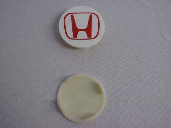 White with Red Center Logo - 08+ HONDA CIVIC WHEEL CENTER CAP (WHITE BACKGROUND RED LETTERING ...