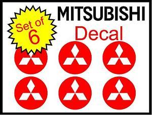 White with Red Center Logo - Mitsubishi 68mm Red white Replacement Decal Sticker center cap hub