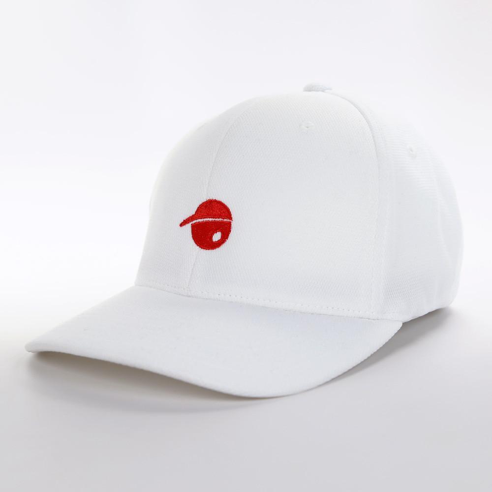 White with Red Center Logo - Oh Face Solid Center Design Flexfit Hat