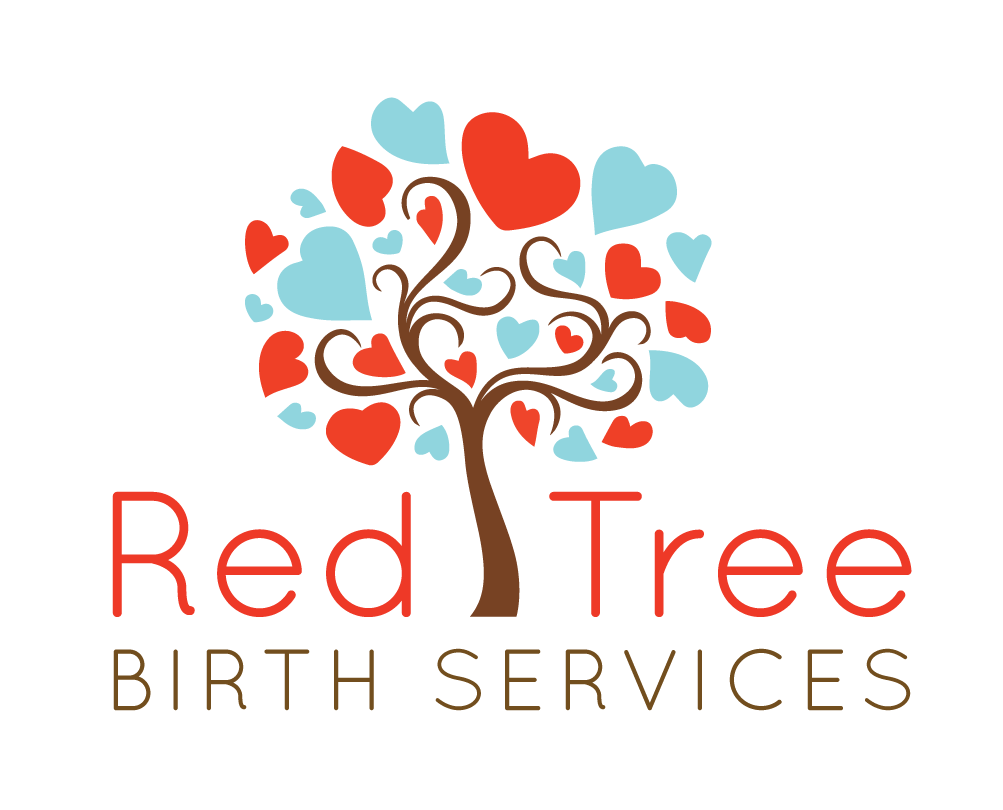 White with Red Center Logo - Red Tree Birth Services Logo Design - Bloom Business Solutions