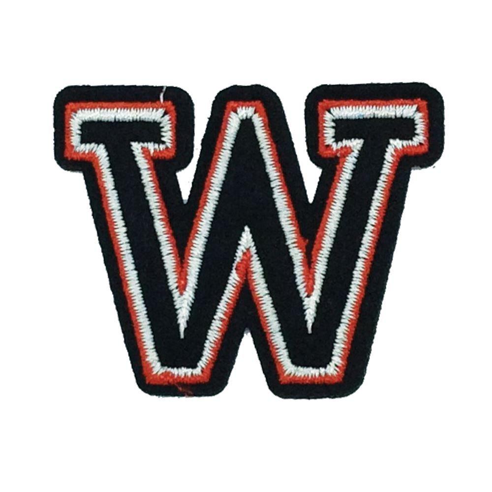 Red Letter w Logo - Black and Red Letter W (Iron On) Embroidery Applique Patch Sew Iron