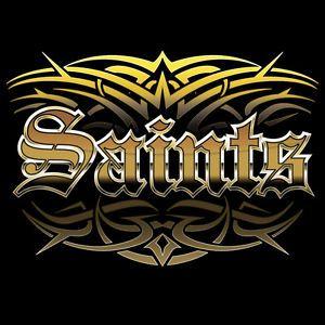 New Saints Logo - NEW Saints Tattoo Black T Shirt New Orleans 4X 5X MEN Blue Wave