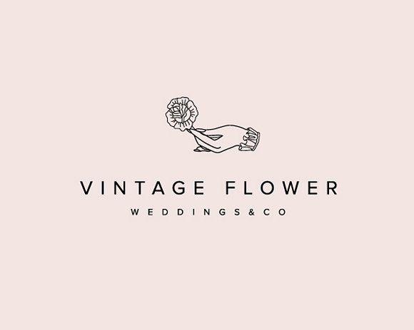 Flower Text Logo - Vintage Flower Hand Wedding Logo ~ Logo Templates ~ Creative Market