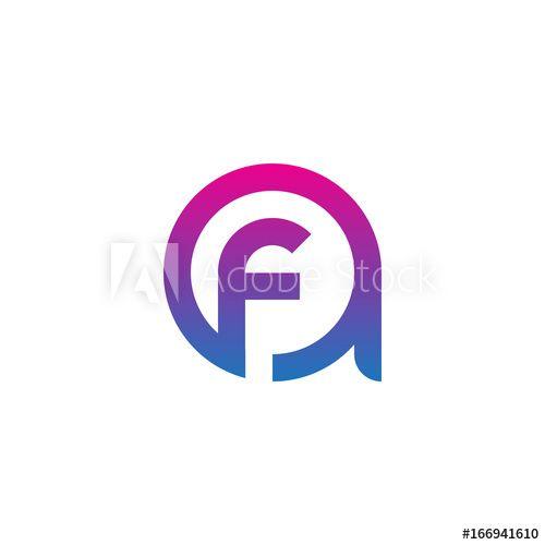 Purple F Logo - Initial letter af, fa, f inside a, linked line circle shape logo