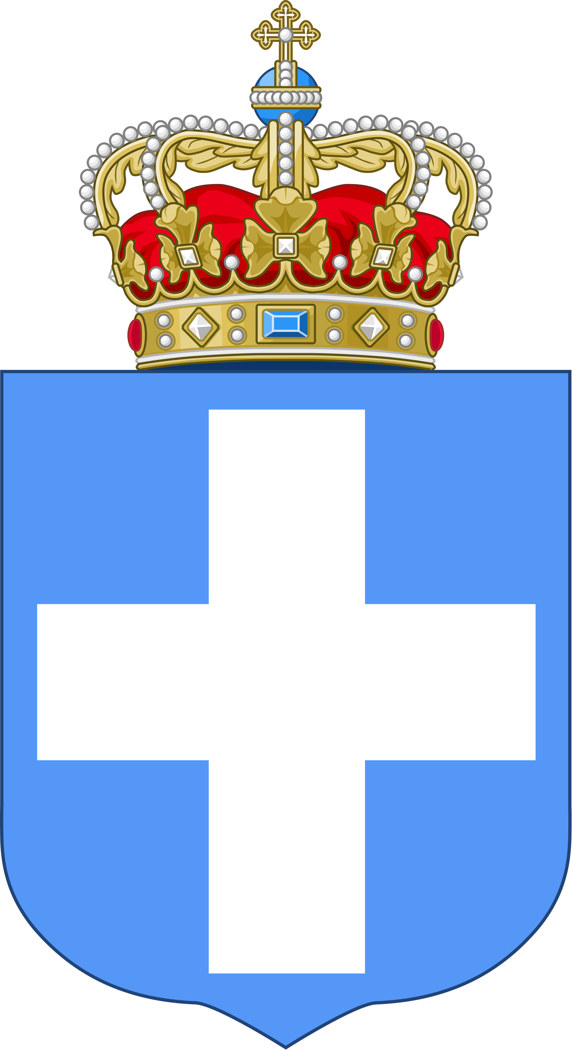 Blue Cross with Crown Logo - Royal Arms of Greece (blue cross).svg
