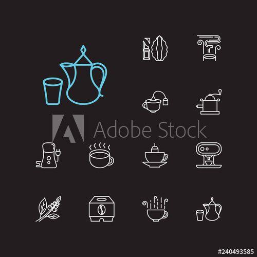 Steam App Logo - Tea icons set. Coffee beans and tea icons with espresso, coffee