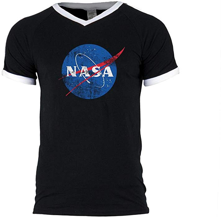 NASA Soccer Logo - Amazon.com: Old Glory NASA Distressed Logo Mens Soccer Jersey V-Neck ...