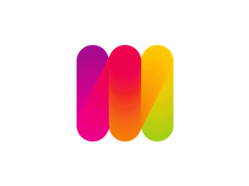Orange Dots Logo - Colorful M letter mark for Moving Dots logo design