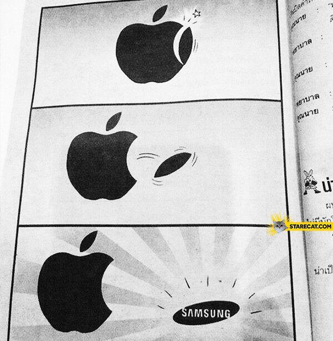 Samsung Apple Logo - How Samsung logo was made, part of Apple logo | StareCat.com