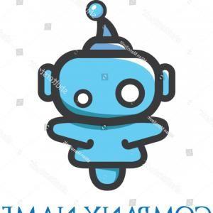 Simple Robot Logo - Blue Simple Flat Droid Robot Logo