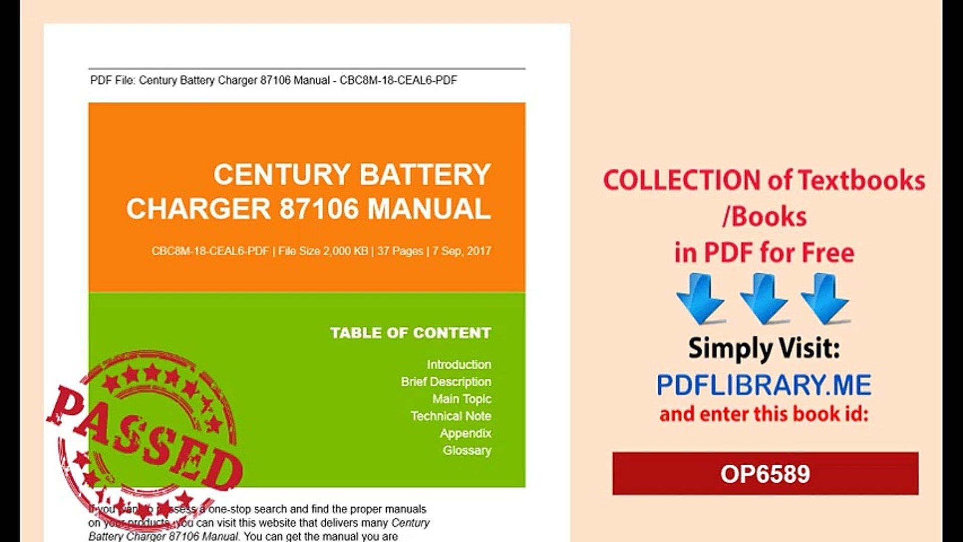 Century Battery Logo - MNL 1299 Century Battery Charger 87106 Manual Ebook Library