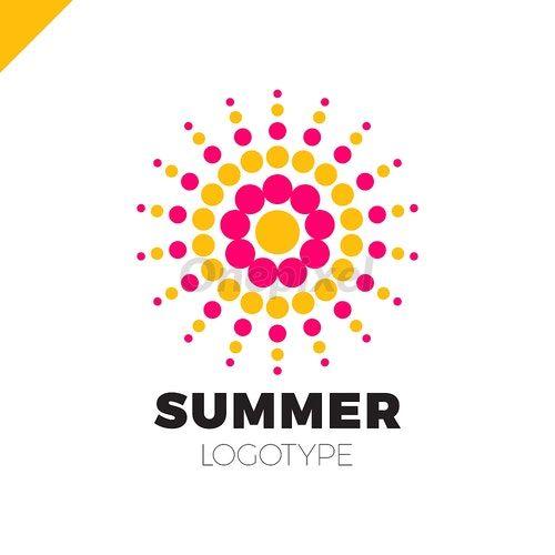 Orange Dots Logo - Summer sun with dot logo. Creative circel or dots star